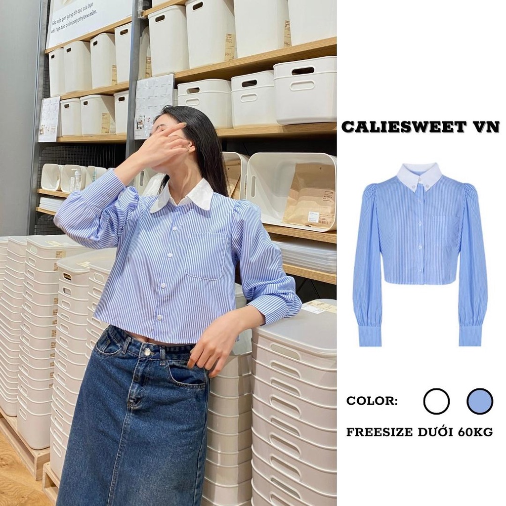 Áo sơ mi croptop Caliesweet áo sơ mi ulzzang nữ hàng quảng châu cao cấp
