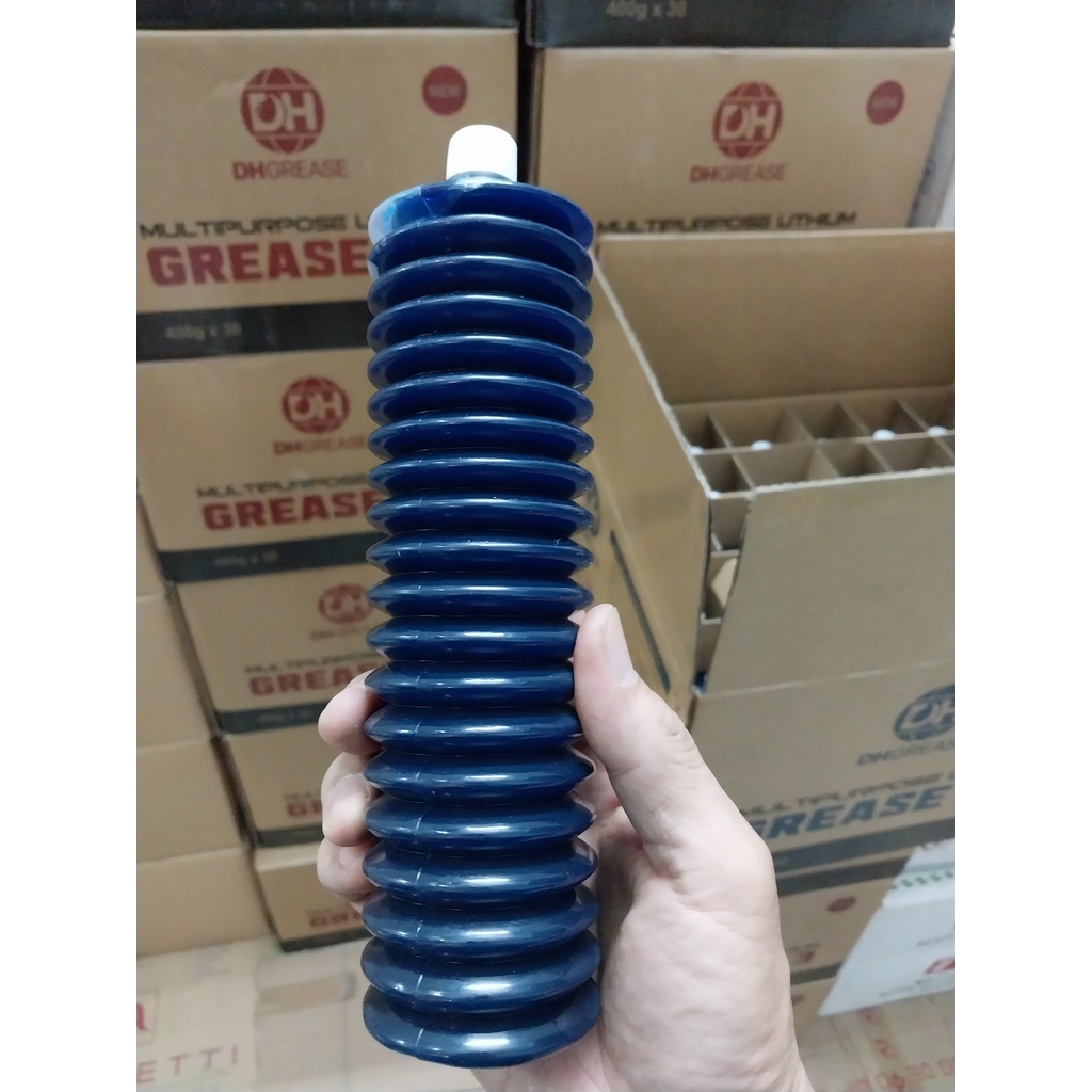 Thùng 30 mỡ bò bôi trơn đóng chai con sâu Grease Lithium Crystal NLGI3 180° màu xanh