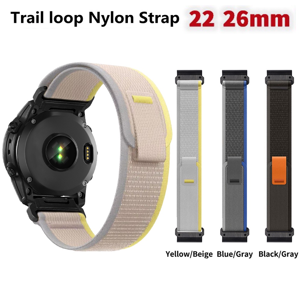 26mm 22mm Nylon Thể Thao Đường Dài Vòng Velcro Dây Đeo Nhanh Phù Hợp Với Dây Thay Thế Cho Garmin Descent Mk3i 51mm Mk2i Mk1 G1 Forerunner 965 955 945 935