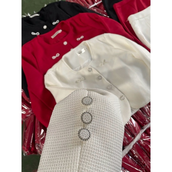 SET ÁO DẠ ĐÍNH NƠ CÚC ĐÍNH ĐÁ KÈM CHÂN VÁY CHỮ A SADTNC