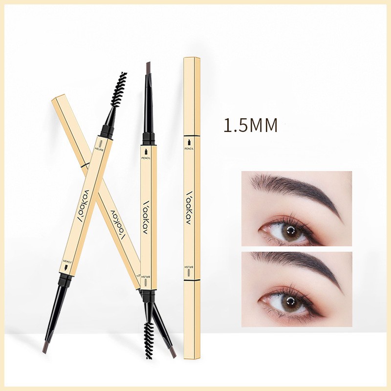 Bút Chì Vẽ Lông Mày Hai Đầu Hình Tam Giác Kèm Đôi Đũa Nhỏ Màu Vàng Kim
