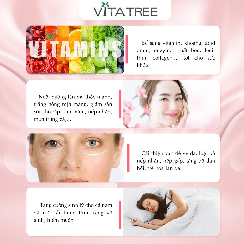 Nhau thai cừu Vitatree Mega Placenta 80000 max giúp làm chậm lão hoá, đẹp da 60 viên