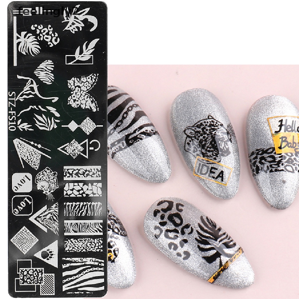 [Hàng Có Sẵn] 1 Tấm Khuôn In Móng Tay Nghệ Thuật Hình Rắn / Hoa Hồng / Mặt Trăng / Ren (F