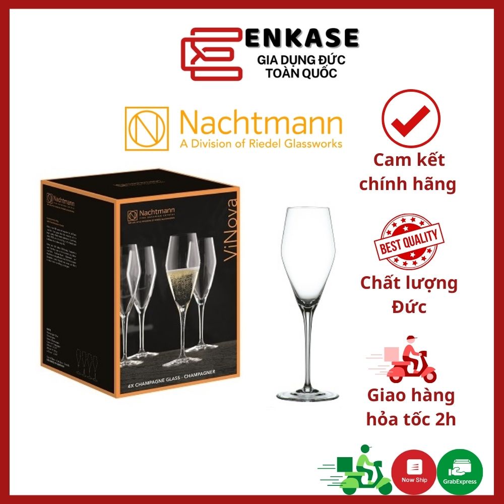Bộ 4 ly rượu vang champagne Nachtmann ViNova 98075 Champagner, set bộ ly rượu vang cao cấp [hàng Đức]