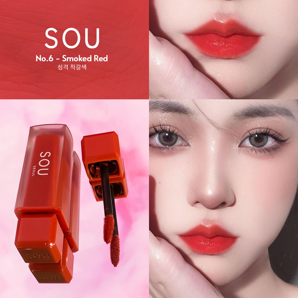 Son Kem Lì SOU No.6 - Màu Nâu Đỏ 7g, Mềm Mịn Lâu Trôi, Dưỡng Ẩm Môi Tối Ưu