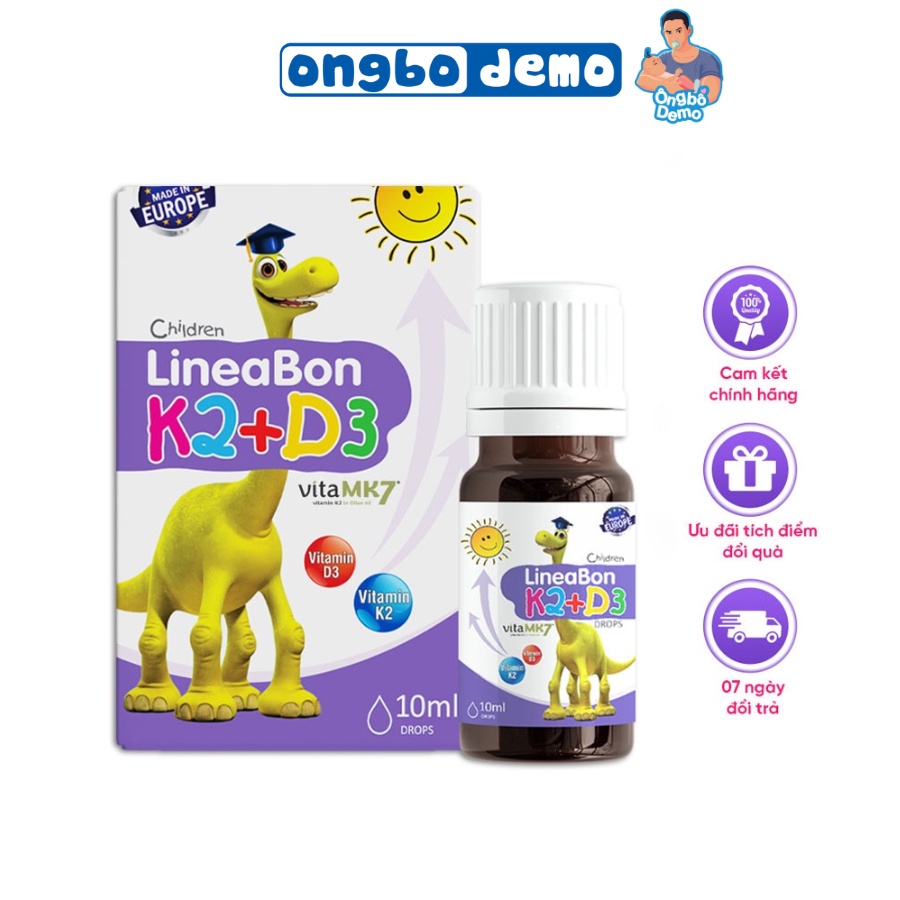 LineaBon vitamin D3 K2 10ml, Vitamin tăng chiều cao cho bé chính hãng - Ongbodemo