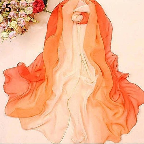 Khăn Choàng Vải Voan Phối Màu Thời Trang Cho Nữ