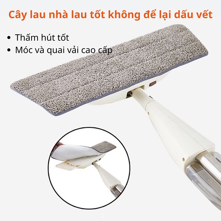Chổi Lau Nhà Thông Minh 2In1 - Cây Lau Nhà Phun Sương Xoay 360 Độ