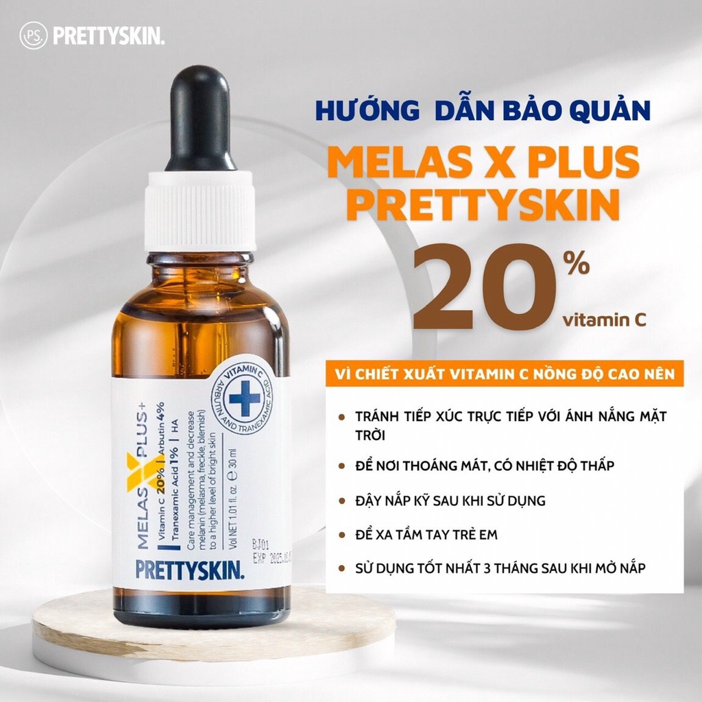 (Trả giá còn 380k) Tinh chất/ Serum Dưỡng Trắng Mờ Thâm Nám Pretty Skin Melas X Plus 30ml