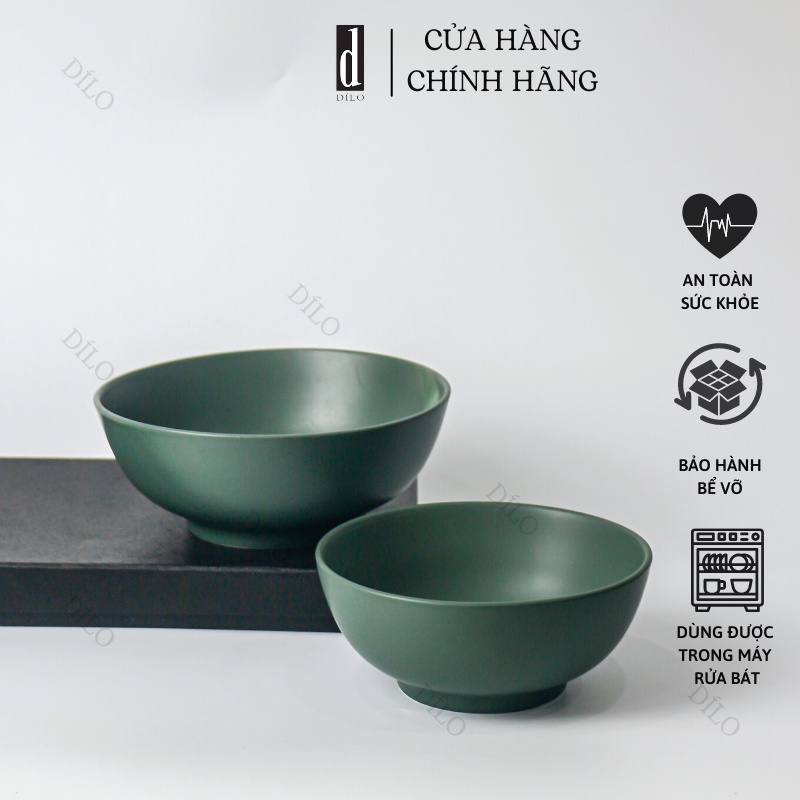 Bát tô sứ xanh cổ vịt hiện đại 15 và 17cm - Tô canh đẹp cao cấp Dílo - Vỡ 1 đổi 1