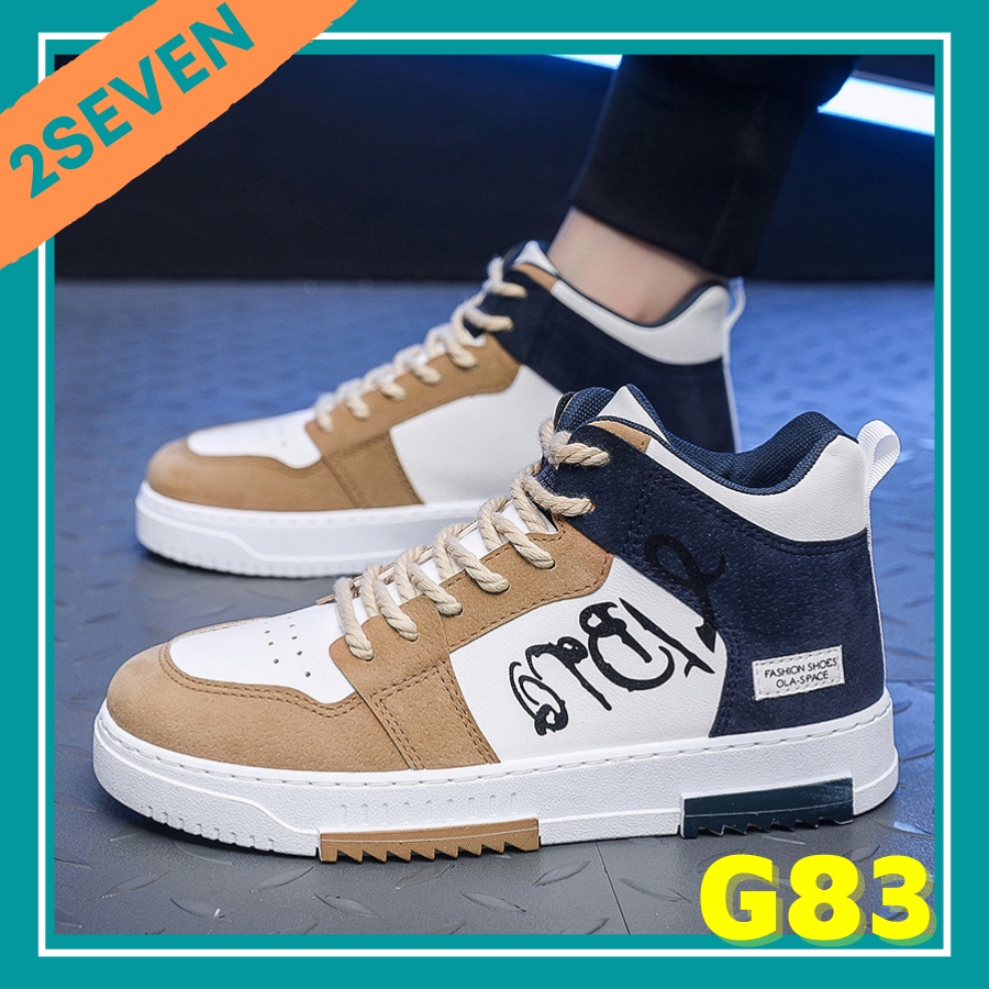 Giày thể thao nam sneaker sườn trắng phối chữ thắt dây thừng siêu đẹp - 2Seven - G83