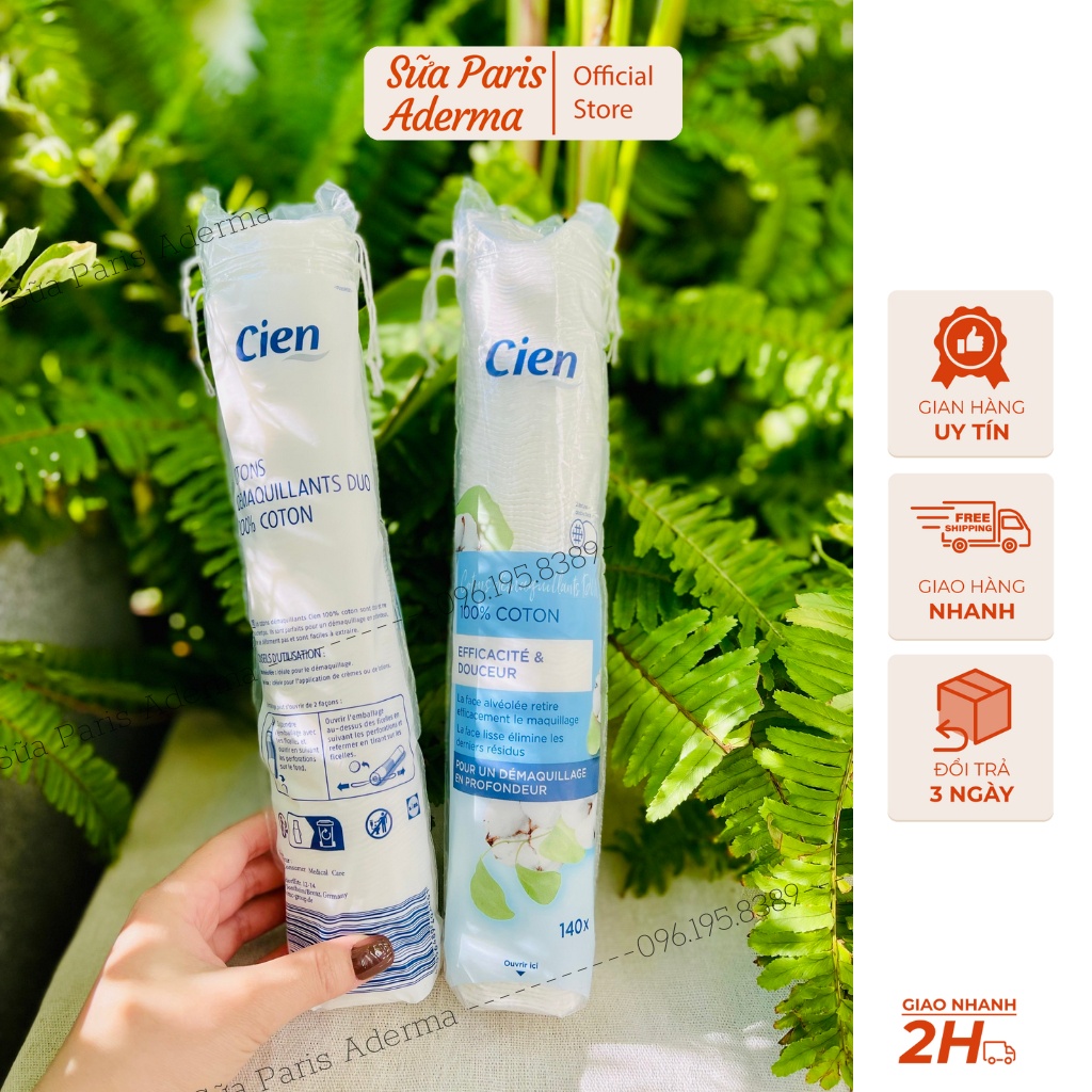 ( Hàng pháp) Bông tẩy trang Cien 140 miếng mềm mịn, có viền bo, ko bị xù, bong bông.