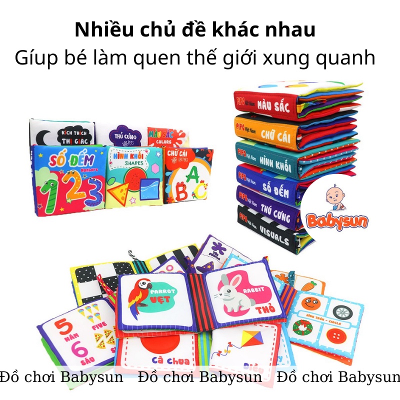 Sách vải song ngữ kích thích thị giác cho bé sơ sinh phát triển trí tuệ hàng Việt Nam chất lượng cao - Đồ chơi cao cấp