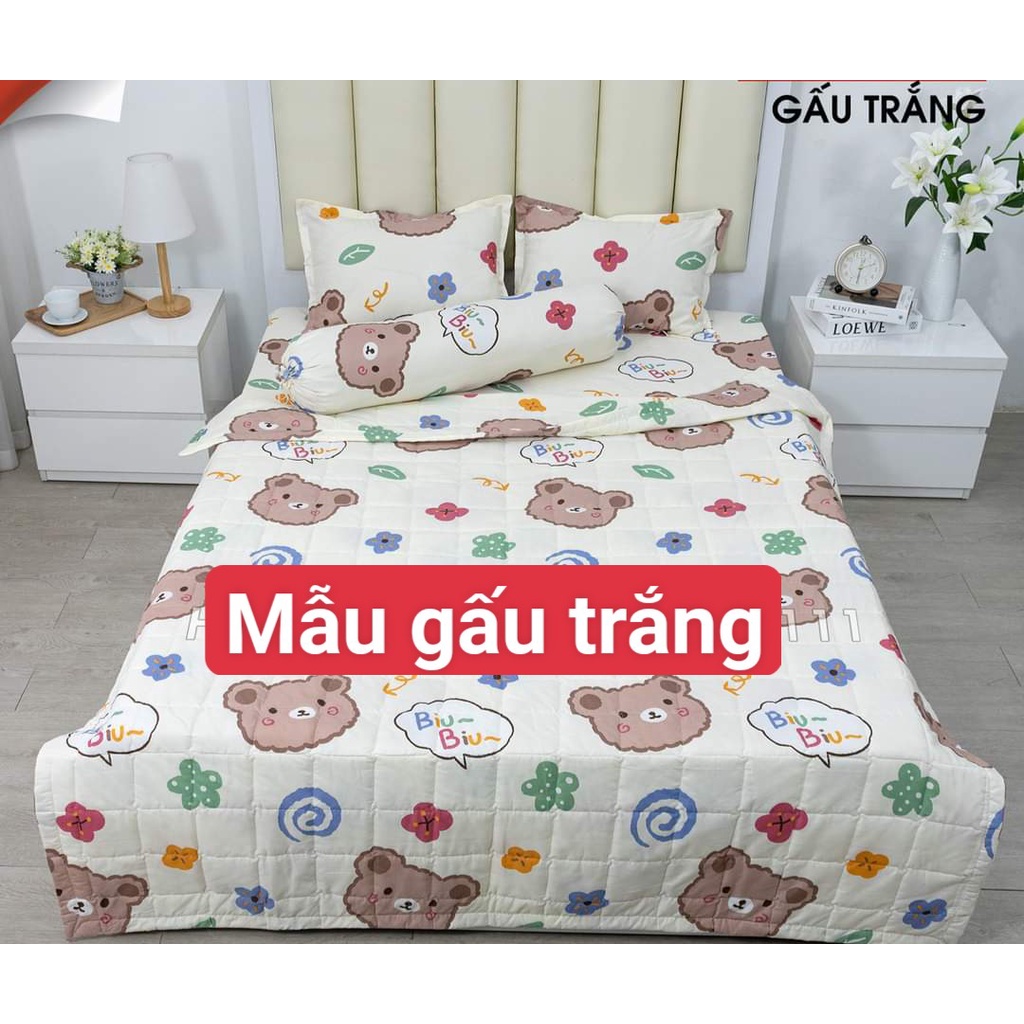 Bộ ga gối poly 1M6X2M,1M2X2M,1M8X2M hoa nhí nền xanh trên 150 mẫu