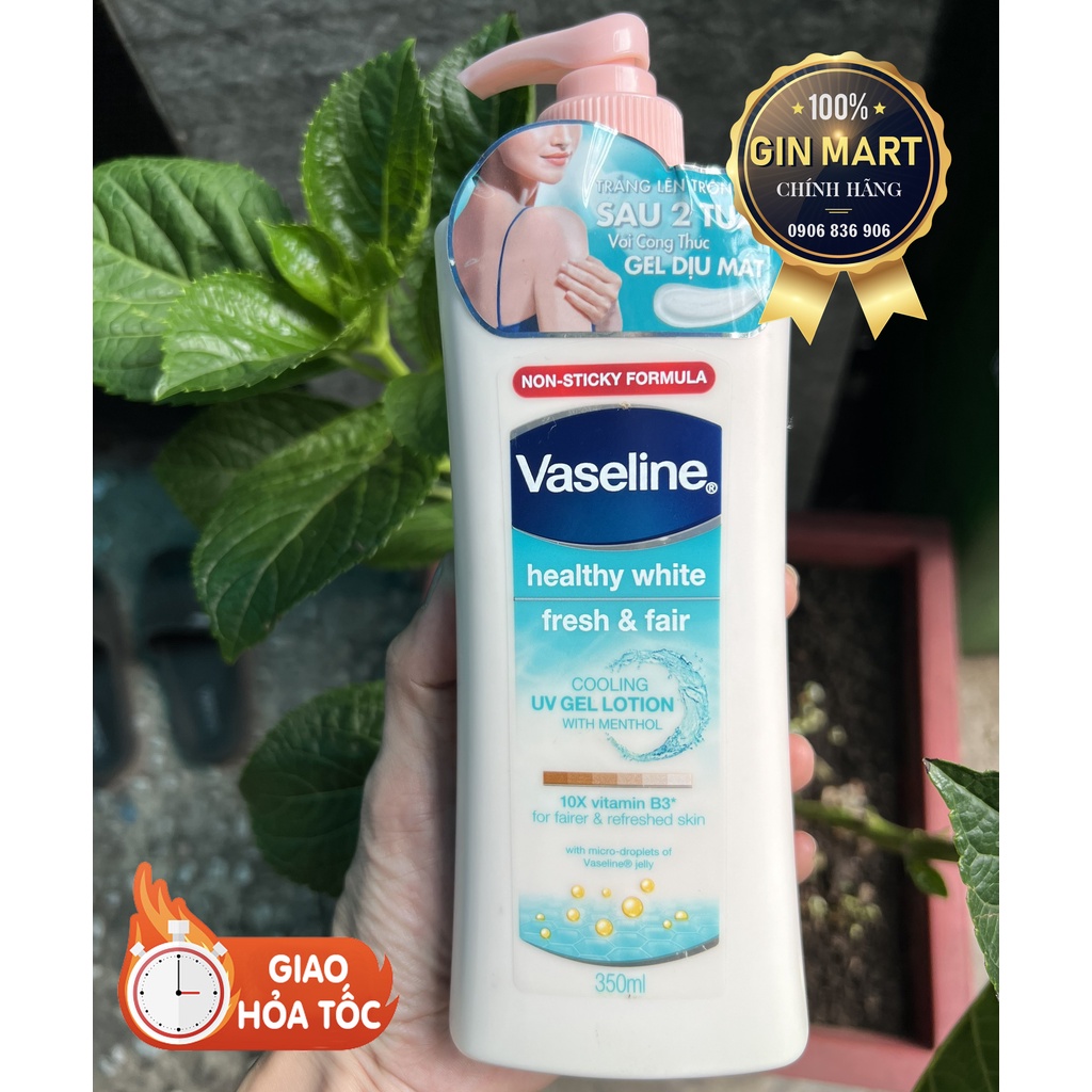 Gel dưỡng thể Vaseline dưỡng sáng chai 350ml - hàng tặng