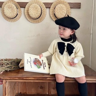 váy len nơ Cổ bèo