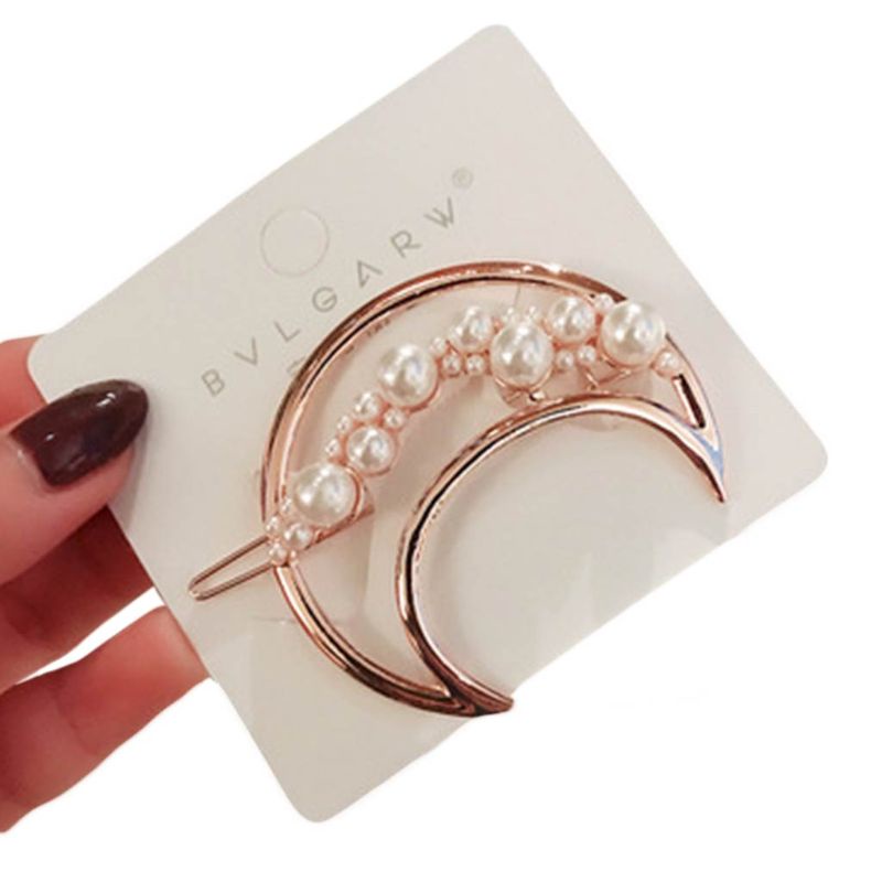 Flgo Kẹp Tóc Mái Tròn Kim Loại Hình Ngôi Sao Mặt Trăng Rỗng Phong Cách Hàn Quốc Cho Nữ Shap