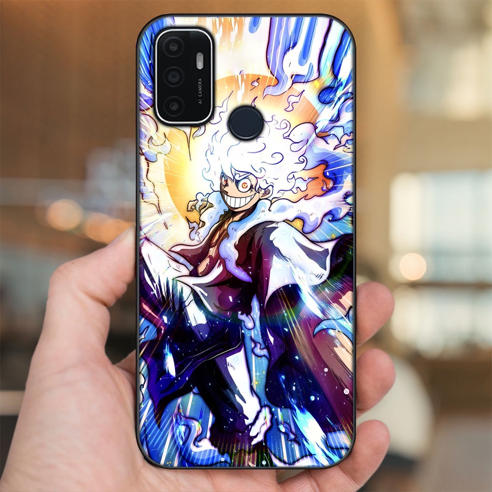 Ốp lưng Oppo A53 viền đen in hình Luffy Gear 5 Nika One Piece Đảo Hải Tặc
