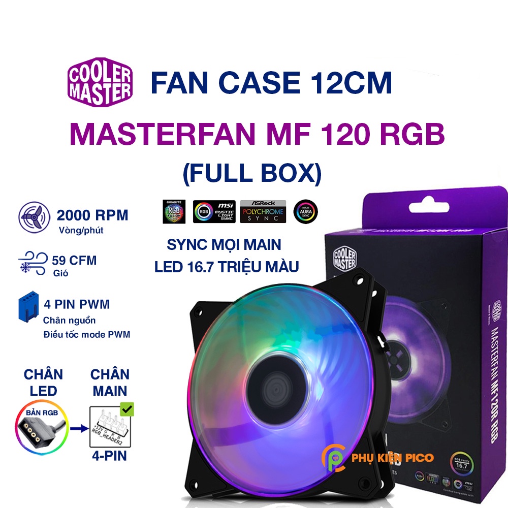 Quạt tản nhiệt case máy tính Cooler Master MasterFan MF120R ARGB CoolerMaster MF 120R RGB Quạt Fan Case 12cm 120mm