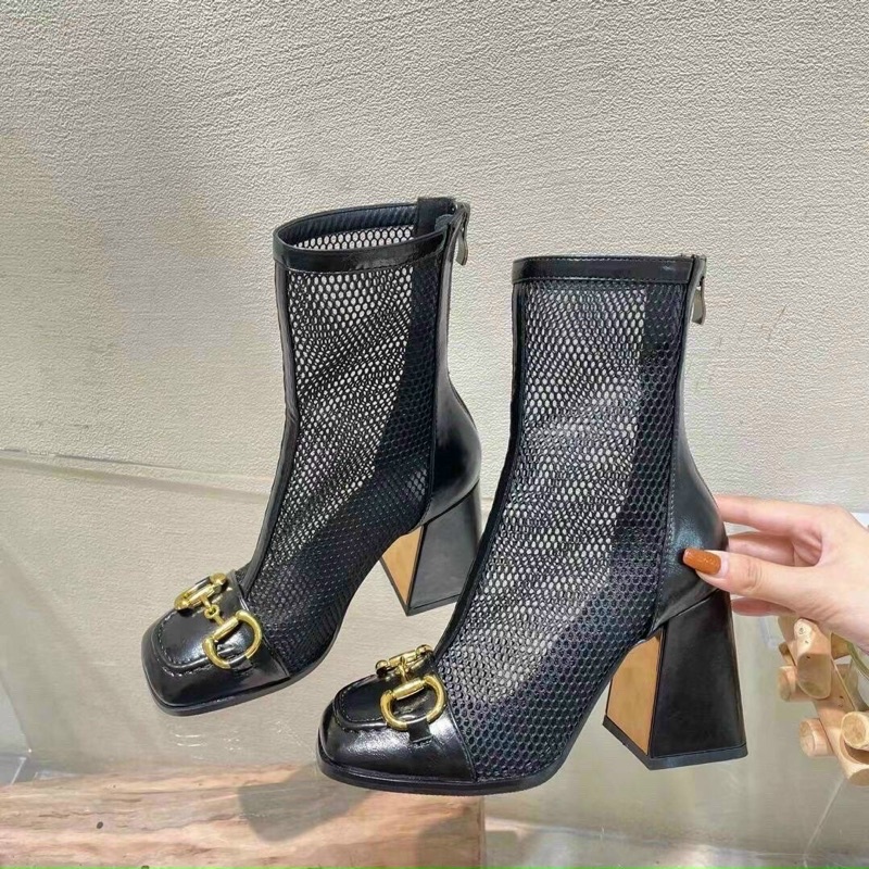 Boot lưới ngắn gucci gót trụ