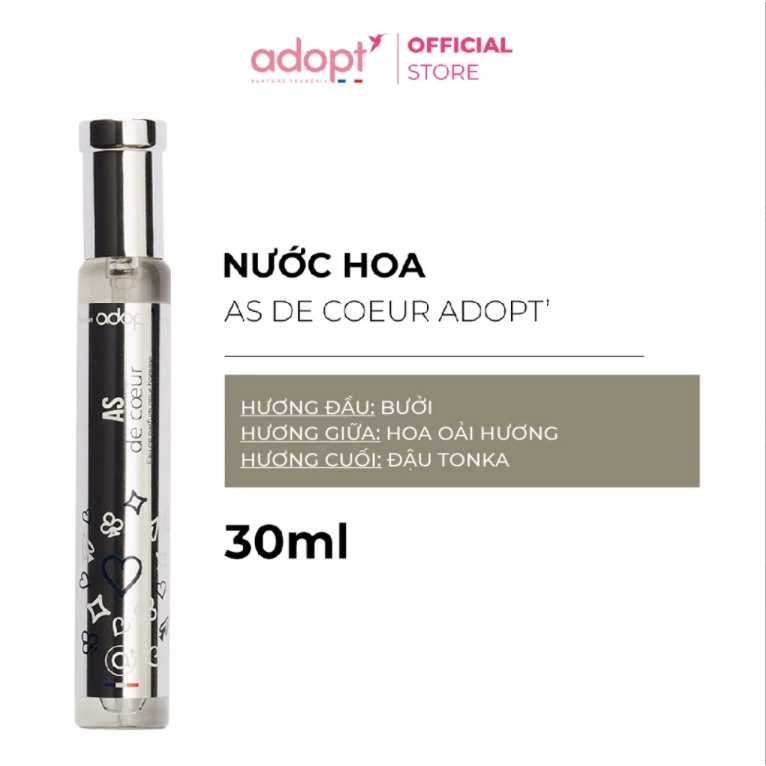 Nước Hoa Nam ADOPT' AS DE COEUR Nam Tính, Hấp Dẫn, Thơm Lâu