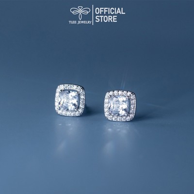 Bông tai bạc nữ TLEE đá vuông lớn sang trọng TLEE JEWELRY B0224