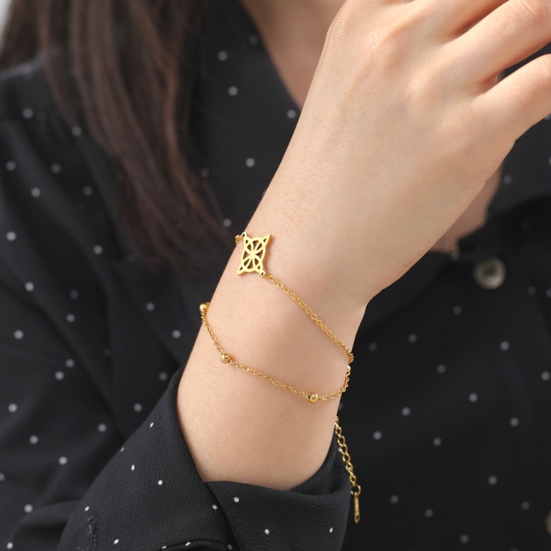 Vòng Tay Dây Xích Mặt Hình Nút Thắt Phù Thủy Bằng Thép Không Gỉ Cho Cặp Đôi