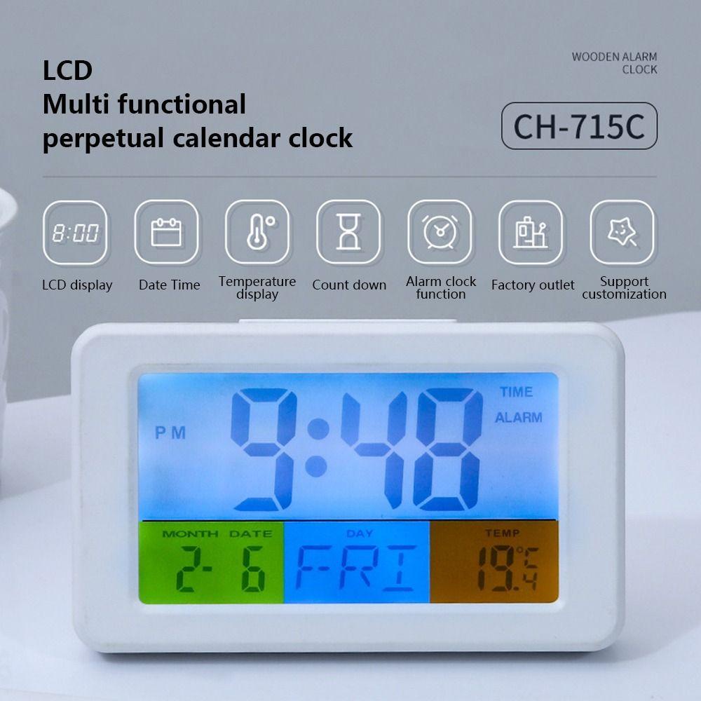 CONOPERY Đồng Hồ Báo Thức Kỹ Thuật Số Hiển Thị Nhiệt Độ Và Lịch Sáng Tạo