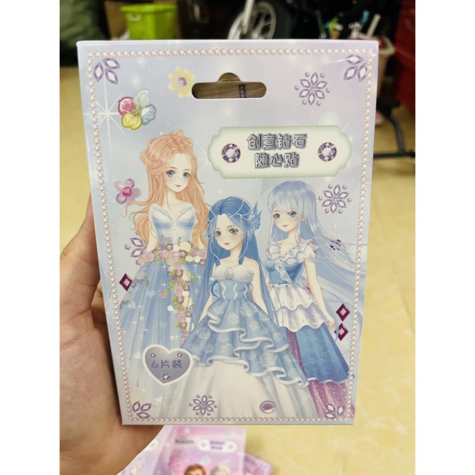 Bộ công cụ giải trí hình trang trí tranh đính kèm đá phim hoạt hình nhiều tỉ mỉ cute cho bé (1463HDT)