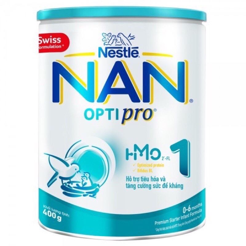 Sữa bột NAN OPTIPRO 1- lon 400gam mẫu mới- date xa 2024