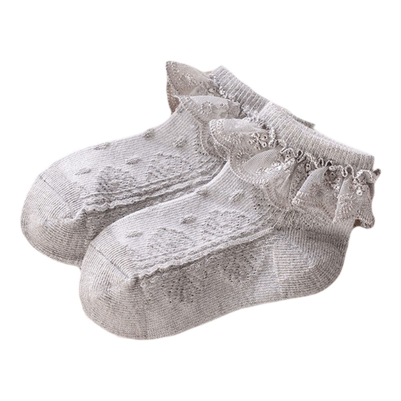 Vớ Cotton Cổ Thấp Phối Ren Hoa Xinh Xắn Cho Bé Gái Sơ Sinh