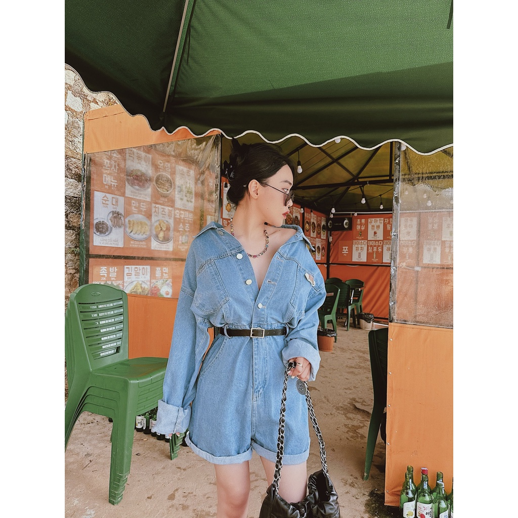 Jum jean tay dài kèm be.lt da