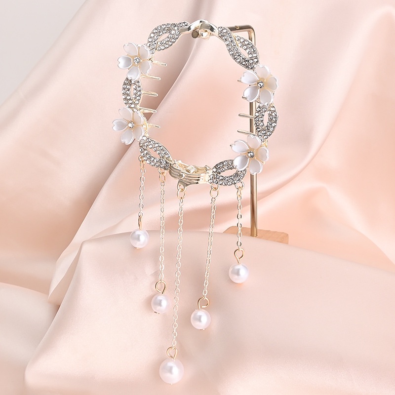 Kẹp Tóc Hoa Hồng Đính Ngọc Trai Thời Trang Cho Nữ