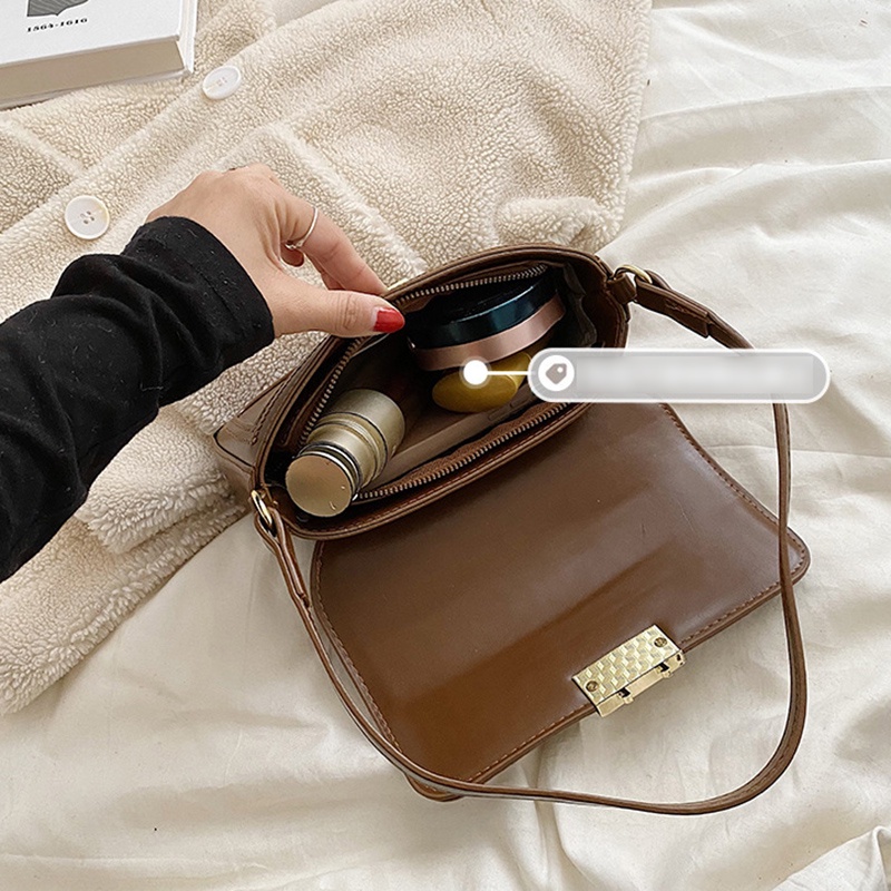 Túi Đeo Chéo Hình Vuông Nhỏ Màu Kaki Phong Cách Hàn Quốc Dễ Phối Đồ Thời Trang Cho Nữ