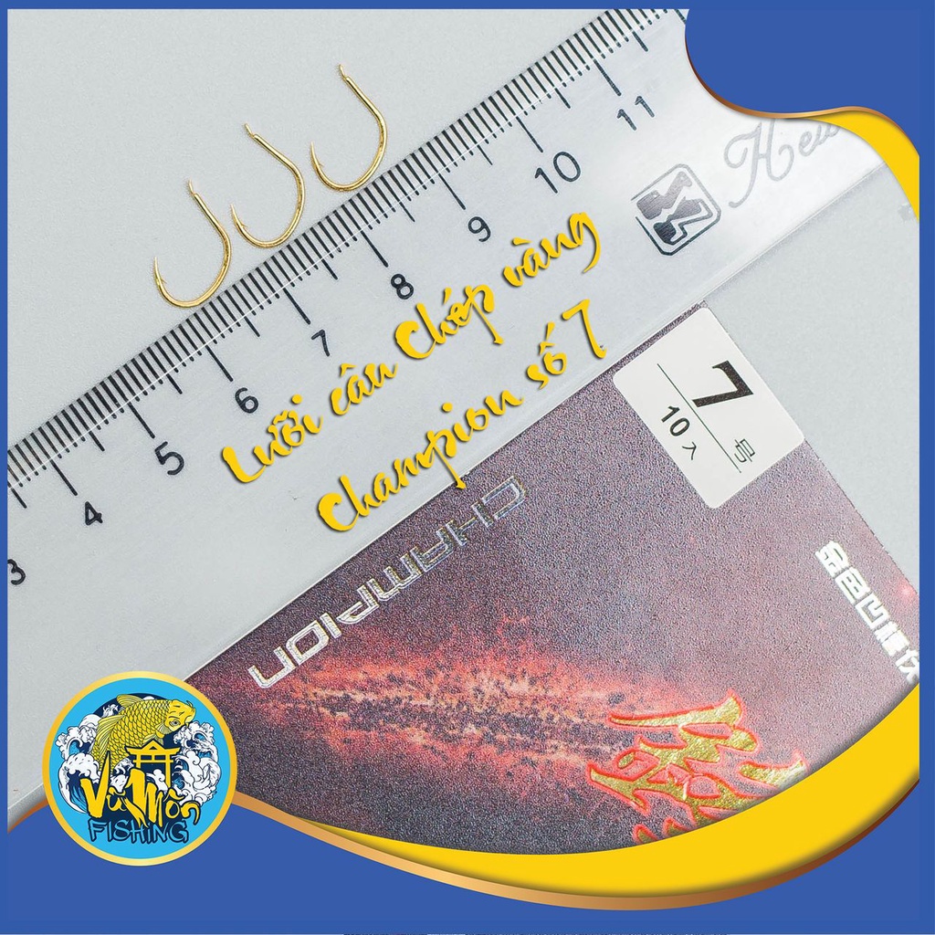 Lưỡi Câu Cá Chép Siêu Bén Dáng Mảnh Màu Vàng CHAMPION  - Vũ Môn Ninh Bình
