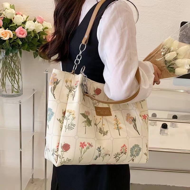 Mischa Túi tote Đeo Vai Bằng Vải canvas Sức Chứa Lớn In Họa Tiết Thời Trang Dễ Phối Đồ Cho Học Sinh