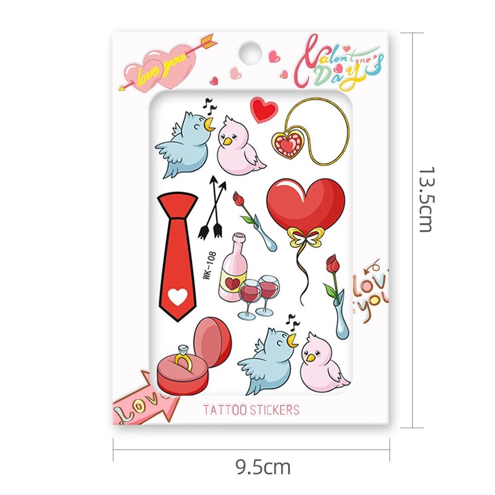 1 Hình Xăm Dán Tạm Thời Chống Nước Hình Trái Tim Lãng Mạn Cho Nam Và Nữ