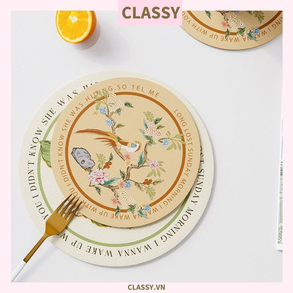 Miếng lót đế ly Classy, lót đế cốc bằng da thấm hút tốt, nhiều họa tiết PK1512