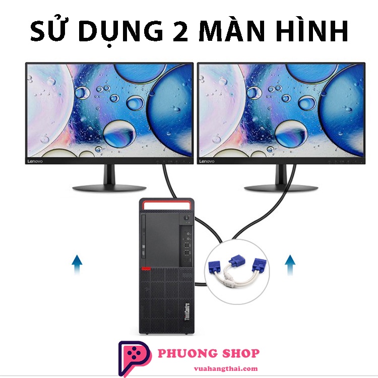 Dây Cáp Chia VGA 1 Ra 2 Đầu VGA chuẩn 3+6 Cho Tín Hiệu Tốt, Dùng Để Chia Từ 1 Máy Tính Ra 2 Màn Hình Hoặc Máy Chiếu