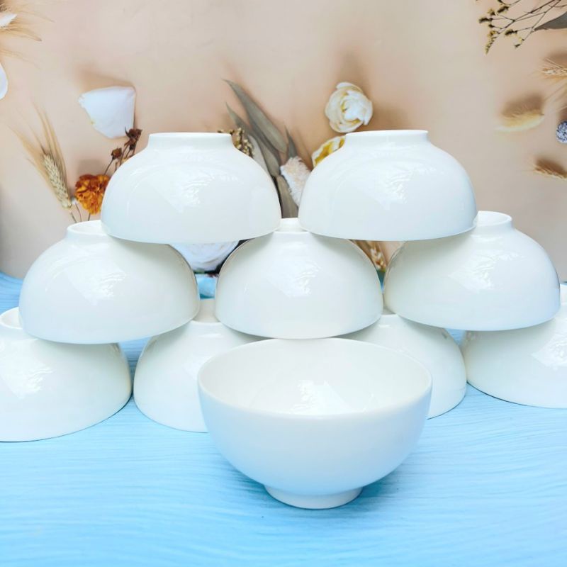 Bát ăn cơm / combo 10 bát ăn cơm trắng trơn dày- chén cơm