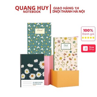 Bộ 3 quyển vở Quang Huy kẻ ngang Ivory 80 trang mẫu HOA vintage, tập học sinh ghi chép B5 lined dày dặn, cấp 2 sinh viên