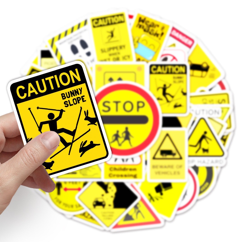 Set 50 sticker các loại biển báo chống thấm nước