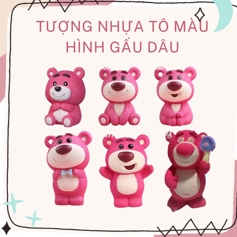 Tượng nhựa tô màu hình gấu dâu Lotso nhiều biểu cảm cực kì đáng yêu - Thỏa sức sáng tạo - Hàng sẵn