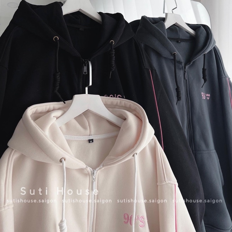 [ẢNH THẬT-CÓ SẴN] Áo Khoác Nỉ Hoodie Zip 90S Xanh cổ Vịt Nhiều Màu Phối Line Viền Pinky Unisex Nam Nữ - Suti House | BigBuy360 - bigbuy360.vn
