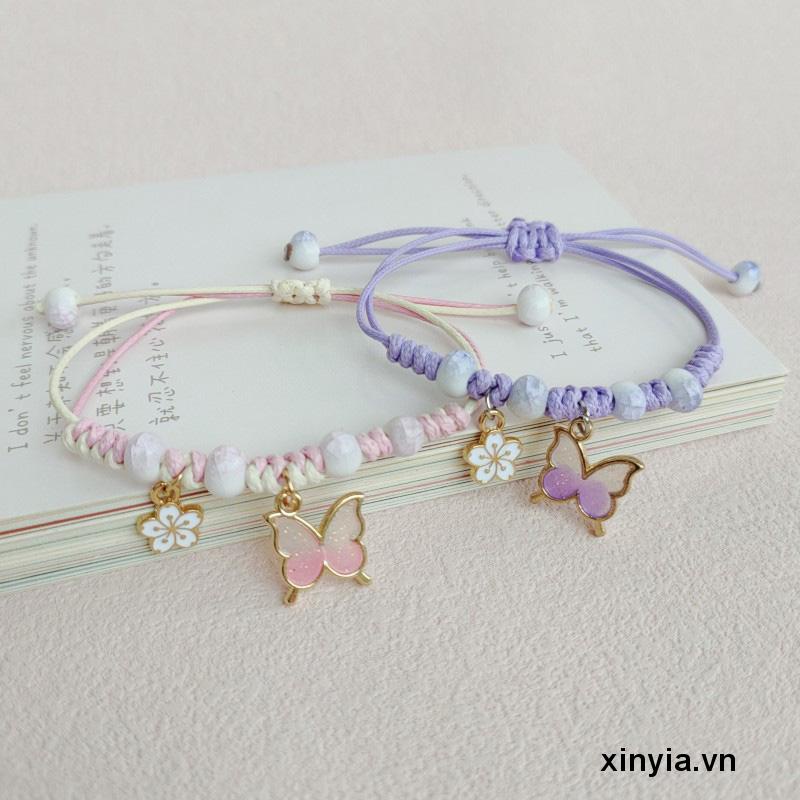 Vòng Đeo Tay Dệt Hoa Bướm Đơn Giản Làm Quà Tặng Cho Bạn Thân Bạn Bè