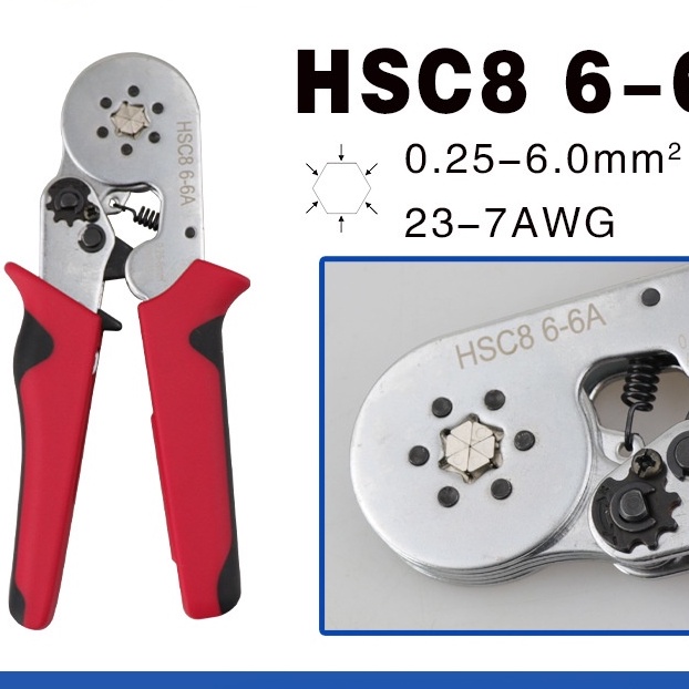 Kìm bấm cos lục giác HSC8 6-6A tự điều chỉnh cos ống tròn cos pin rỗng và 1200 đầu cos