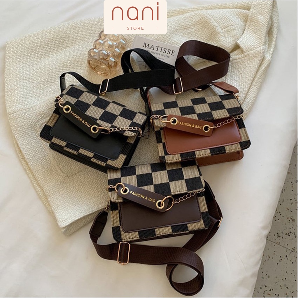 Túi xách nữ dạ vuông cao cấp đeo chéo đeo vai dây dù HT262