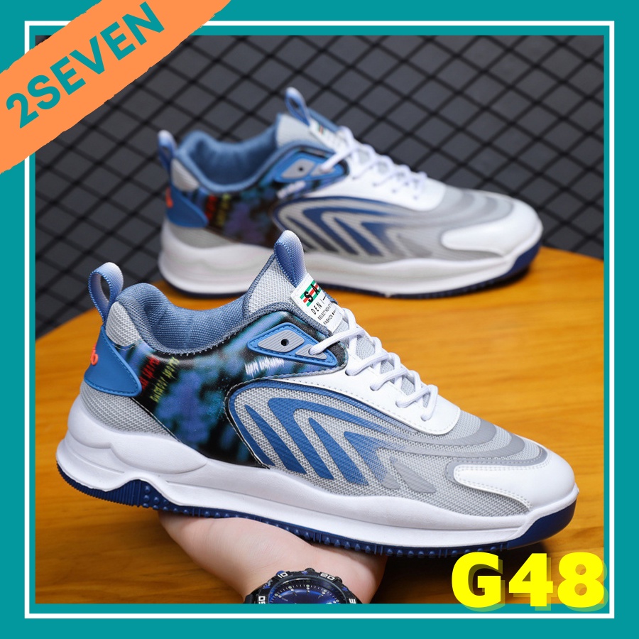 Giày Nam sneaker dáng thể thao lưới dệt in sọc vằn khử mùi thoáng khí - 2Seven - G48