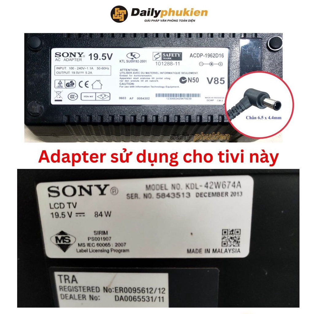 Adapter nguồn tivi sony 19.5V 5.2A 100W xịn