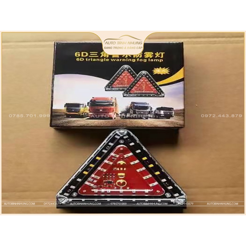 Đèn led tam giác điện cảnh báo xe ô tô tải, đèn led tam giác trang trí xe ô tô tải dòng điện 12v-24v